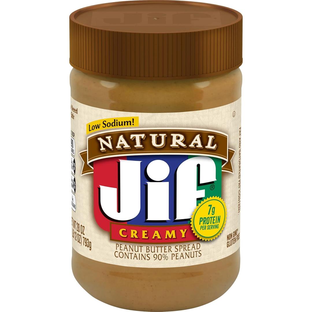 Jif Natural Creamy Peanut Butter, 28 oz Jar, 10 Count Case (EXP 01/01/27)