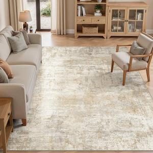 cotiled 10x14 Area Rugs Living Room: Washable Abstract Rug Beige