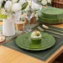 Tinybee 60PCS Green Plastic Plates - Heavy Duty Green Disposable Plates, Elegant Plastic Plates for Bridal Shower, Wedding and Party Including 30 Dinner Plates 10 '' & 30 Dessert Plates 7.5 ''