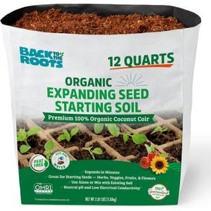 Back to The Roots Organic Seed Starting, Compressed Block expands to 12 Quarts, Made for Herbs, Veggies, Flowers