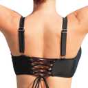 Ocean Blues Women's Retro Cutout Bikini Tops for Women Lace Up Back Padded Swimsuit Top (Black, XL)