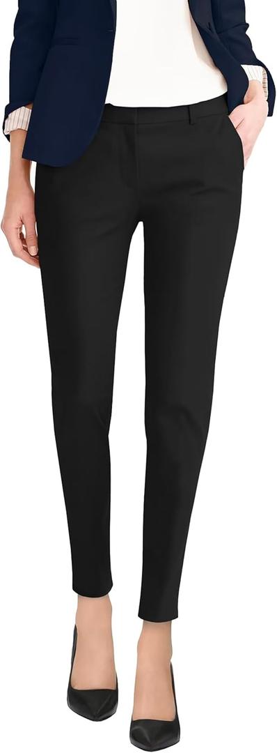 Hybrid & Company Womens Ultra Comfy Stretch Slim Fit Trousers Chino Pants with Pocket (5, Black)