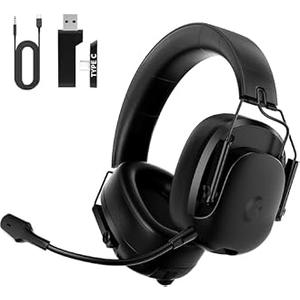 Rumoon Wireless Gaming Headset for PS5, PS4, PC, Switch, Gaming Headset with Detachable Noise Cancelling Mic, 2.4GHz & Bluetooth 5.3 Dual Connection, 7.1 Surround Sound, Black