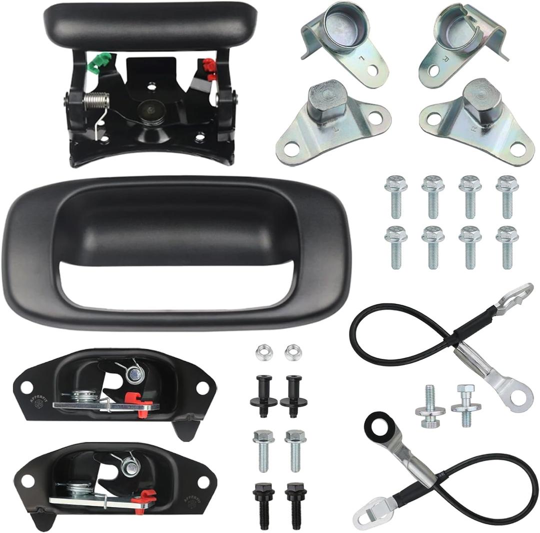 Tailgate Hardware Rebuild Kit for Truck Bed Door Compatible with 1999-2007 Chevrolet Chevy Silverado GMC Sierra Tailgate Parts Tail Gate Handle Latch Hinge Cable Striker Bolt Set