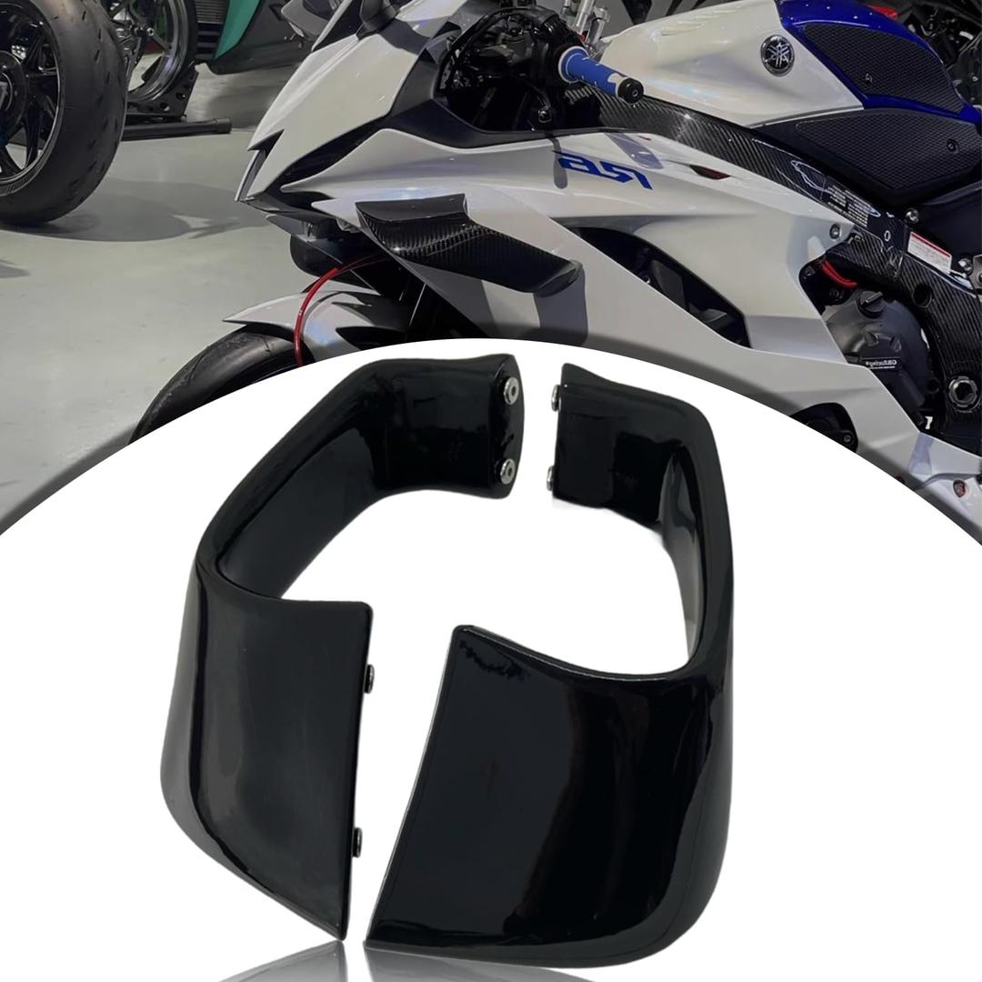 Motorcycle Winglet Fairings for Yamaha YZF-R1 (2015-2023) R6 (2017-2023) - Spoiler Wing for Yamaha Winglets, Durable ABS Plastic Easy Installation of Yamaha R1/R6 Fairings (Bright Black)