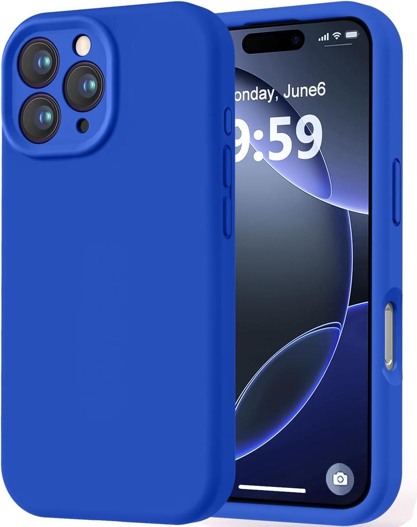 LOVE 3000 Designed for iPhone 16 Pro Max Case, Premium Silicone with [Soft Anti-Scratch Microfiber Lining] Shockproof Protective Phone Case for Men Women Girls 6.9", Klein Blue