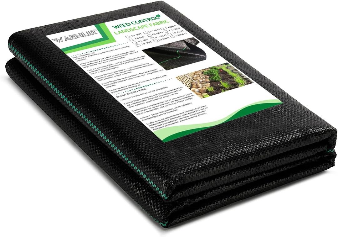 WAENLIR 3.2oz Heavy Duty Weed Barrier Landscape Fabric, Sturdy Blocker Cover, Outdoor Gardening Control Mat 4ft x100ft