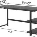 EXCEFUR Black Desk, Modern Computer Desk for Home Office, Metal Wood Writing Study Table Workstation with Storage Shelf for Living Room, Bedroom, 53 Inch