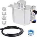 EVIL ENERGY Coolant Overflow Tank, Aluminum Coolant Reservoir Tank with Hose Kits, Universal Radiator Expansion Tanks 1L