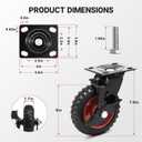 6 Inch Outdoor Heavy Duty Casters Wheels Set of 4, Sturdy Large Rubber Casters with Brake 1800 LBS, Industrial Grade Plate Swivel Castors with Knobby Tread for Dollies, Cart, Machine