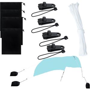 Beach Shade Accessories No Wind Assist Sun Canopy kit Nylon Rope Elastic Rope Tent Clip Sandbag Weight Help Shade Fixed Tent in Calm Weather (Not Included Canopy)
