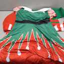 4 Pcs Women Christmas Elf Costume Set Santa's Helper Christmas Dress Elf Hat Striped Tights Shoes for Women (Medium)