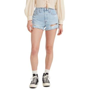 Levi's Women's 501 Original Shorts (32, Medium Indigo - Destructed)