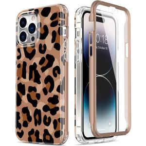 Esdot for iPhone 14 Pro Case with Built-in Screen Protector,Military Grade Rugged Cover with Fashionable Designs for Women Girls,Protective Phone Case 6.1" Beautiful Cheetah