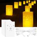 10 Pack Electric Star Luminary Bags with Plug-in Light Set  Waterproof Reusable Plastic Luminaries, Outdoor Pathway Decorations for Christmas, Weddings, Parties & Holiday Displays