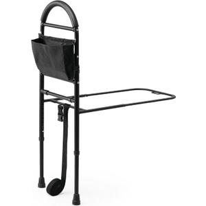 Medline Bed Assist Bar with Storage Pocket, Height Adjustable Bed Rail for Elderly Adults, Assistance for Getting In and Out of Bed at Home