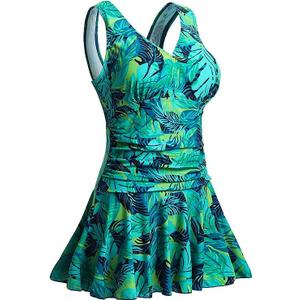 MiYang Women's Plus-Size Flower Printing Shaping Body One Piece Swim Dresses Swimsuit Green Leaf Printed XXX-Large (US 22W-24W) MiYang Women's Plus-Size Flower Printing Shaping Body One Piece Swim Dresses Swimsuit Green Leaf Printed XXX-Large (US 22W-24W)