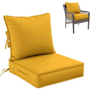 Premium Outdoor Seat Cushion Chair Cushions for Patio Furniture 19 L X 19 W X 4 H Waterproof & Fade Resistant Deep Seat and Backrest Cushion Set with Removable Covers for Chair, Sofa
