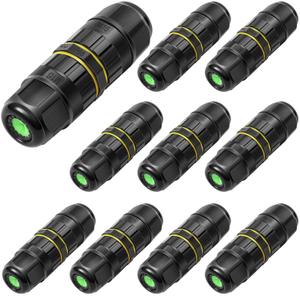 Relaxweex 10 Pcs Outdoor 3 Pin Waterproof Electrical Cable Connector Junction Box IP68 Electrical Extension Cord Wire Connector for Ø3. 5-7mm/7-10mm Wire Range, Easy to Install, 2 Way