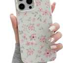 QLTYPRI for iPhone 14 Pro Case, Cute Pink Floral Flower Pattern Aesthetic Phone Case, Raised Camera Protection Soft Slim TPU Shockproof Protective Phone Cover for Girls Women - Pink