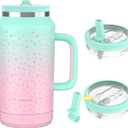 Hydraful 64 oz Tumbler with Handle and Removable Straw Lid – Leak-Proof Insulated Stainless Steel Water Bottle – Travel Mug for Gym, Hiking, Camping – Gifts for Women & Men