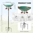 Metal Bird Baths for Outdoors, 39" H Birdbath with 13 Inch Bowl, Standing Bird Bath & Bird Feeder with Stake for Outside Garden Patio Yard Lawn Decor,Green