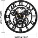 24 Inch wall Clock,Large wall Clock,Wall Clocks Battery Operated,Black Metal Non-Ticking,Wall Clocks for Living Room Decor,Bedroom,Kitchen(Highland Bull Wall Clock, 24 Inch)