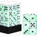 36 Pieces 12mm 6 Sided Mini Dice Set, Mixed Colours Swirls D6 Game Dice Set,6 Sided Standard Game Dice for Board Games Dice Games Classroom Teaching Dices Game, with Portable Gaming Box (Green & White)