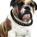 Cuban Link Dog Collar - 3/4 in Wide Metal Chain Dog Collar Venom Black, Designed Stunning Pet Accessory, Cute Luxury Jewelry Costume 20 inches