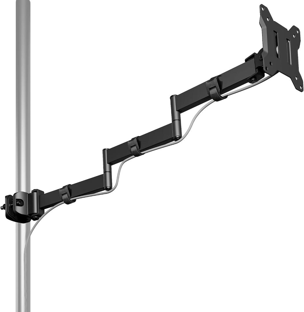 monTEK Long Arm Pole Mount Monitor Arm,1732" Full Motion,22 lbs, 25" Reach | 25" Extended Long Arm for Home Office, Gaming. Clamps 1.12.4" Poles, Tool-Free VESA, Supports 22 lbs Monitors