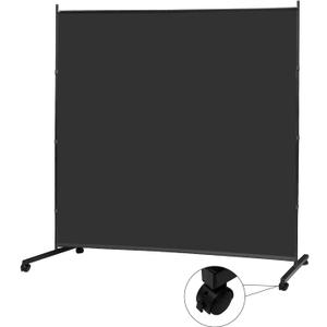 MAYOLIAH Large Single Panel Room Divider on Wheels, 71W x 75H Rolling Privacy Screen, Portable Wall Divider for Home Office Partition, Black