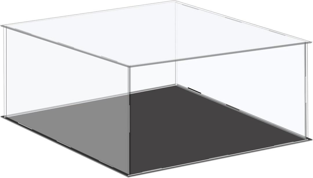 MECCANIXITY Acrylic Display Case Plastic Box Cube Storage Box Clear Small Assemble Dustproof Showcase 16.1x16.1x6.1 Inch for Collectibles Items