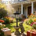 Solar Rabbit Garden Statue for Outdoor Decor with Lantern - Lawn Decoration 15.8 Tall Bunny Figurine Lights for Patio, Yard, Porch Ornament - Valentine's Day Gifts for Mom, Grandma, Women
