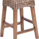 JONATHAN Y CSL1101A Maui 25.5" Rustic Bohemian Hyacinth/Wood Backless Counter Stool for Home, Kitchen, Dining Room, Workspaces, Cafes and Resturants, Brown Wash Woven Seat with Natural Wood Frame
