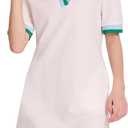 WOWULOVELY Polo Dress for Women V Neck Casual Short Sleeve Mini Shirt Dress Flowy Contrast Color Golf Tennis A Line Dresses (White, L)