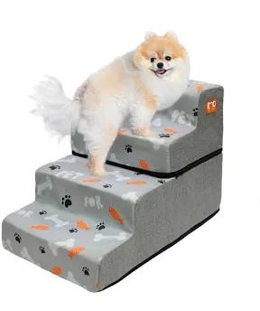 Dog Stairs Ramp for Small Dogs, 4-Step Dog Steps for Couch Sofa and Chair, Pet Stairs for Cats, Non-Slip Balanced Pet Steps Indoor