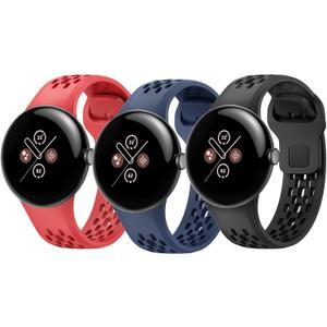 3 Packs Fit for Google pixel watch 3 45mm Silicone Watch Band for Women Men,Waterproof Breathable Wristband Adjustable Replacement Watch Straps Compatible with Pixel Watch 4 45mm