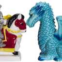 Knight on Horse & Dragon Ceramic Salt and Pepper Shakers Set