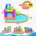 Inflatable Bounce House for Kids, 12.8 FT x 12 FT Water Slide Bouncy Castle, Rainbow Cloud Splash Pool, Jumper, Climbing Wall, 2 Basketball Hoops, Included Blower