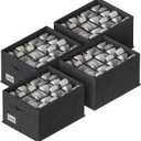 FHSQX 4 Pack Shoe Organizer for Closet,Foldable Shoe Organizer,Fits up to 48 Pairs, Storage Containers With Bottom Support for Shoes (Black, (16.5 * 12.6 * 9.5) x4)