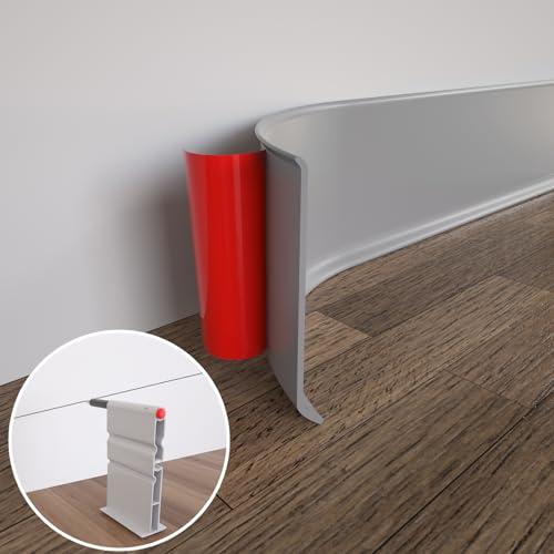 COUKIU Flexible Baseboard Molding Trim, 6 Inch x 40 Feet Self-Adhesive Vinyl Wall Base Cove Base, Peel and Stick Rubber Wall Base Moulding Trim(S152, Gray)