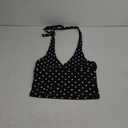 SweatyRocks Women's Polka Dots Print Halter Tops Going Out Backless Deep V Neck Summer Top (Black)