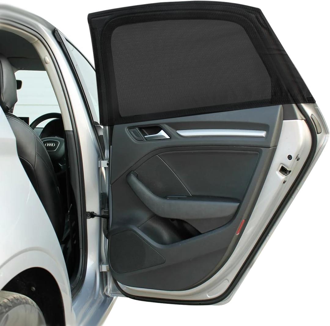 Car Window Shades, 2 Pack Breathable Car Window Shade for Baby for Side, Super Stretchy Sun Shade for Car Window for Baby Block Sun Heat and Harmful UV Rays, Universal Fit Most (98%) of Cars, SUV