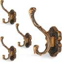 4 Pcs Vintage Coat Hooks, Antique Robe Hooks Wall Mounted with Screws, Unique Heavy Duty Wall Hook, Vintage Decorative Hook, for Hanging Towel Purse Hat Keys Bags Clothes Curtain