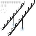 Steel Stair Step Riser 8-Step, Metal Stair Stringer with Reinforcing Support Legs, Heavy Duty Steel Stair Stringer for 65" Height Deck and Outdoor Steps (2 Pack)