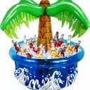 RITOLLO 33.5" Inflatable Palm Tree Cooler, Pool Party Decorations, Summer Luau Party Supplies, Hawaiian Tropical Beach Themed Decorations, Blow Up Birthday Drink Cooler