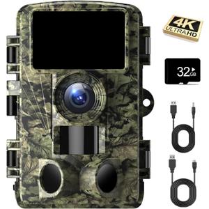 Dargahou Trail Camera - 4K 48MP Game Camera with Night Vision, 0.05s Trigger Motion Activated Camera, IP66 Waterproof, 130 Wide-Angle No Glow Infrared LEDs for Outdoor Wildlife