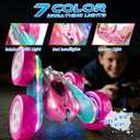 RC Car Pink 4WD Remote Control Car 360 Flip DoubleSided LED Light Bar & QuickSwap USBC Modular Battery, 2.4GHz NoInterference Popular Outdoor Beach Toy, Popular Gift for Girls Ages612