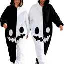 vavalad Adult Onesie Costume Christmas Halloween Cosplay Costume Women Men (X-Large, Black and White Bear)