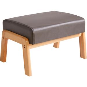 IBUYKE 10.2 H Small Foot Stool Ottoman, Rectangle PU Faux Leather Foot Rest with Padded Seat and Wood Legs, Modern Accent Ottoman Foot Rest for Living Room Bedroom Couch Office, Grey WBD013G
